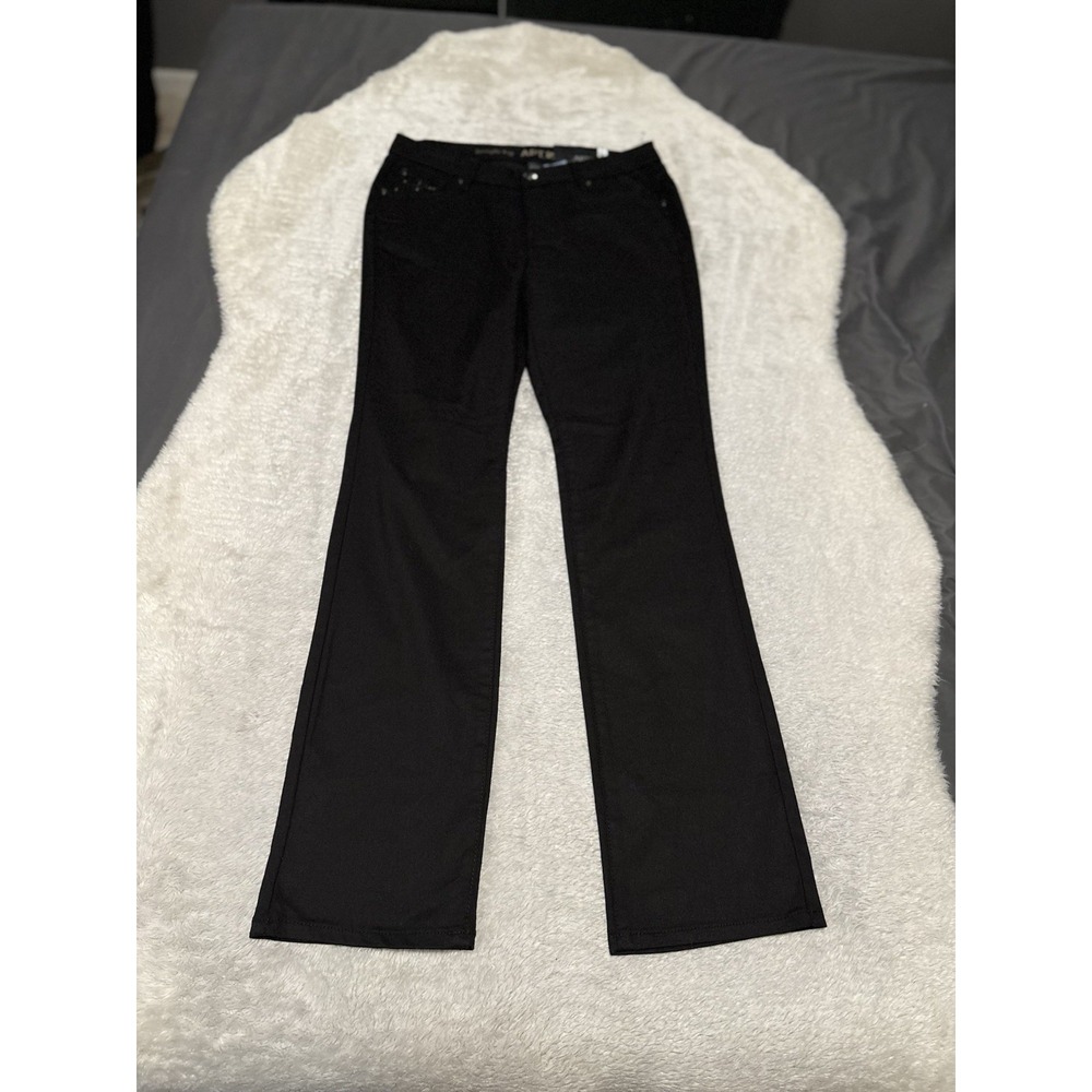 New Apt 9 Womens Black Straight Leg Pants Size 6 Modern Fit Rhinestones‎ Stretch